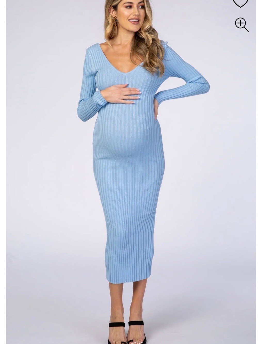 Pinkblush Light Blue Ribbed V-Neck Sweater - Picture 2 of 10